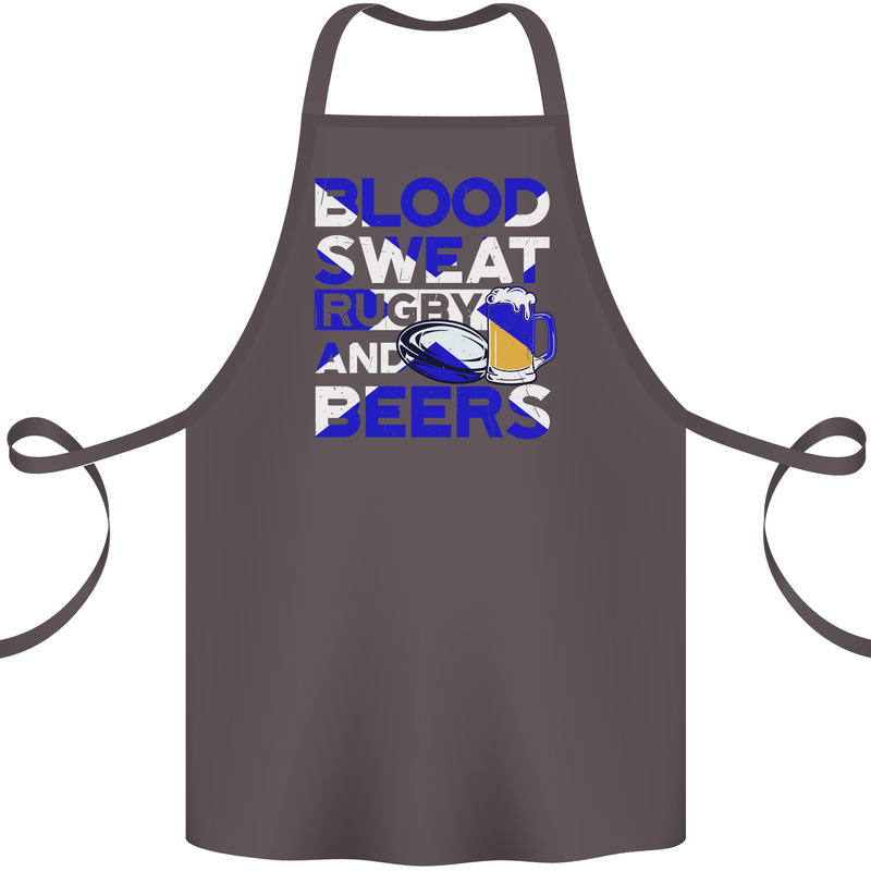 Blood Sweat Rugby and Beers Scotland Funny Cotton Apron 100% Organic Dark Grey