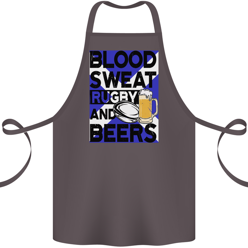 Blood Sweat Rugby and Beers Scotland Funny Cotton Apron 100% Organic Dark Grey