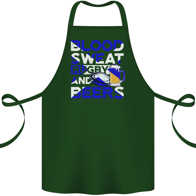 Blood Sweat Rugby and Beers Scotland Funny Cotton Apron 100% Organic Forest Green