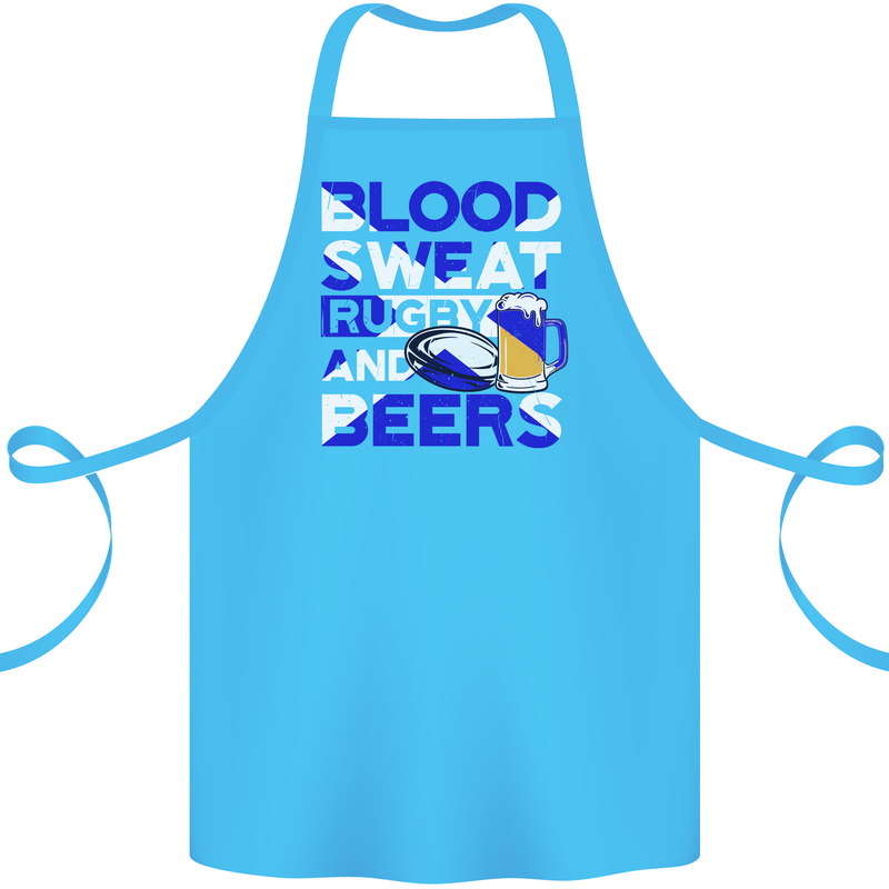 Blood Sweat Rugby and Beers Scotland Funny Cotton Apron 100% Organic Turquoise