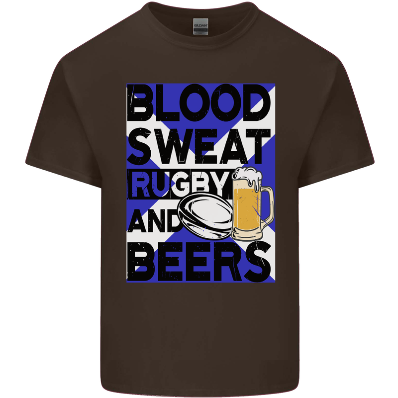 Blood Sweat Rugby and Beers Scotland Funny Kids T-Shirt Childrens Chocolate
