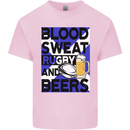 Blood Sweat Rugby and Beers Scotland Funny Kids T-Shirt Childrens Light Pink