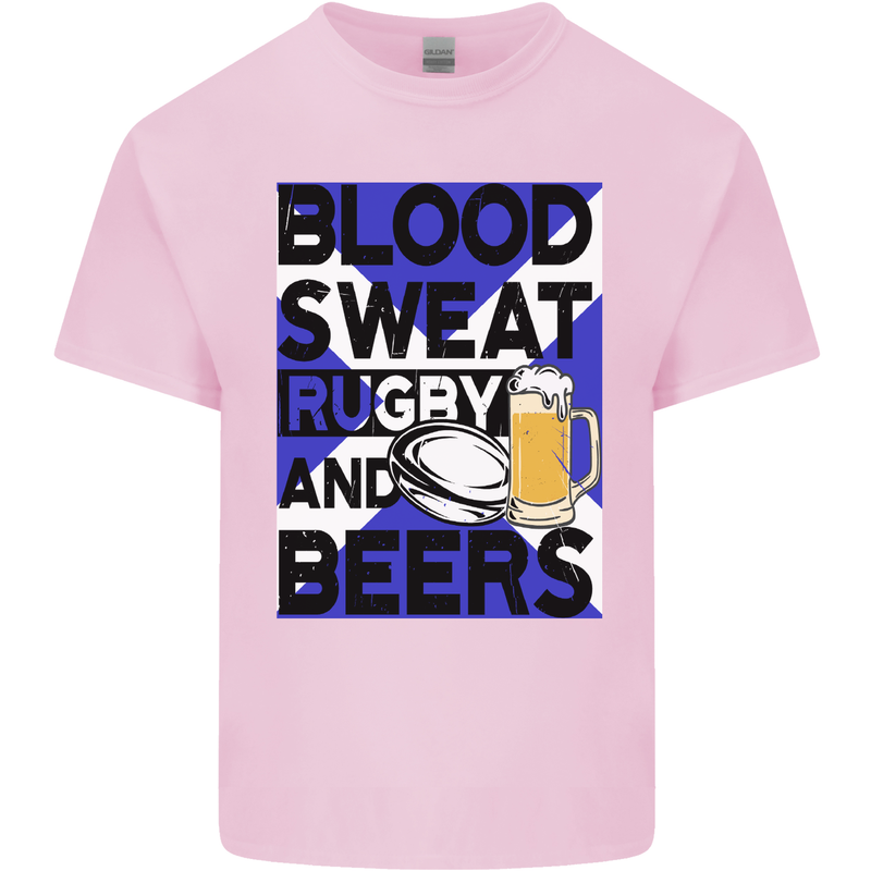 Blood Sweat Rugby and Beers Scotland Funny Kids T-Shirt Childrens Light Pink