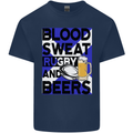 Blood Sweat Rugby and Beers Scotland Funny Kids T-Shirt Childrens Navy Blue