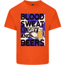 Blood Sweat Rugby and Beers Scotland Funny Kids T-Shirt Childrens Orange