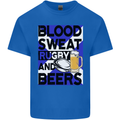 Blood Sweat Rugby and Beers Scotland Funny Kids T-Shirt Childrens Royal Blue