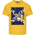 Blood Sweat Rugby and Beers Scotland Funny Kids T-Shirt Childrens Yellow