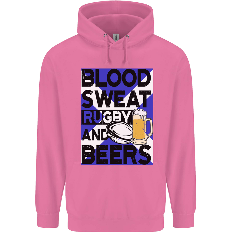 Blood Sweat Rugby and Beers Scotland Funny Mens 80% Cotton Hoodie Azelea