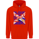 Blood Sweat Rugby and Beers Scotland Funny Mens 80% Cotton Hoodie Bright Red