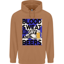 Blood Sweat Rugby and Beers Scotland Funny Mens 80% Cotton Hoodie Caramel Latte