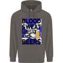 Blood Sweat Rugby and Beers Scotland Funny Mens 80% Cotton Hoodie Charcoal