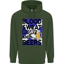 Blood Sweat Rugby and Beers Scotland Funny Mens 80% Cotton Hoodie Forest Green