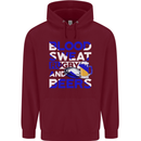 Blood Sweat Rugby and Beers Scotland Funny Mens 80% Cotton Hoodie Maroon