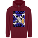 Blood Sweat Rugby and Beers Scotland Funny Mens 80% Cotton Hoodie Maroon