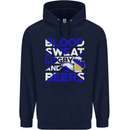 Blood Sweat Rugby and Beers Scotland Funny Mens 80% Cotton Hoodie Navy Blue