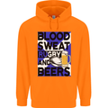 Blood Sweat Rugby and Beers Scotland Funny Mens 80% Cotton Hoodie Orange