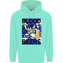 Blood Sweat Rugby and Beers Scotland Funny Mens 80% Cotton Hoodie Peppermint