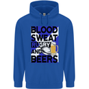 Blood Sweat Rugby and Beers Scotland Funny Mens 80% Cotton Hoodie Royal Blue
