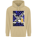 Blood Sweat Rugby and Beers Scotland Funny Mens 80% Cotton Hoodie Sand