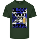 Blood Sweat Rugby and Beers Scotland Funny Mens Cotton T-Shirt Tee Top Forest Green