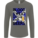 Blood Sweat Rugby and Beers Scotland Funny Mens Long Sleeve T-Shirt Charcoal