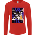 Blood Sweat Rugby and Beers Scotland Funny Mens Long Sleeve T-Shirt Red