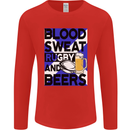 Blood Sweat Rugby and Beers Scotland Funny Mens Long Sleeve T-Shirt Red
