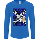 Blood Sweat Rugby and Beers Scotland Funny Mens Long Sleeve T-Shirt Royal Blue