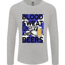 Blood Sweat Rugby and Beers Scotland Funny Mens Long Sleeve T-Shirt Sports Grey
