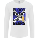 Blood Sweat Rugby and Beers Scotland Funny Mens Long Sleeve T-Shirt White