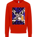 Blood Sweat Rugby and Beers Scotland Funny Mens Sweatshirt Jumper Bright Red