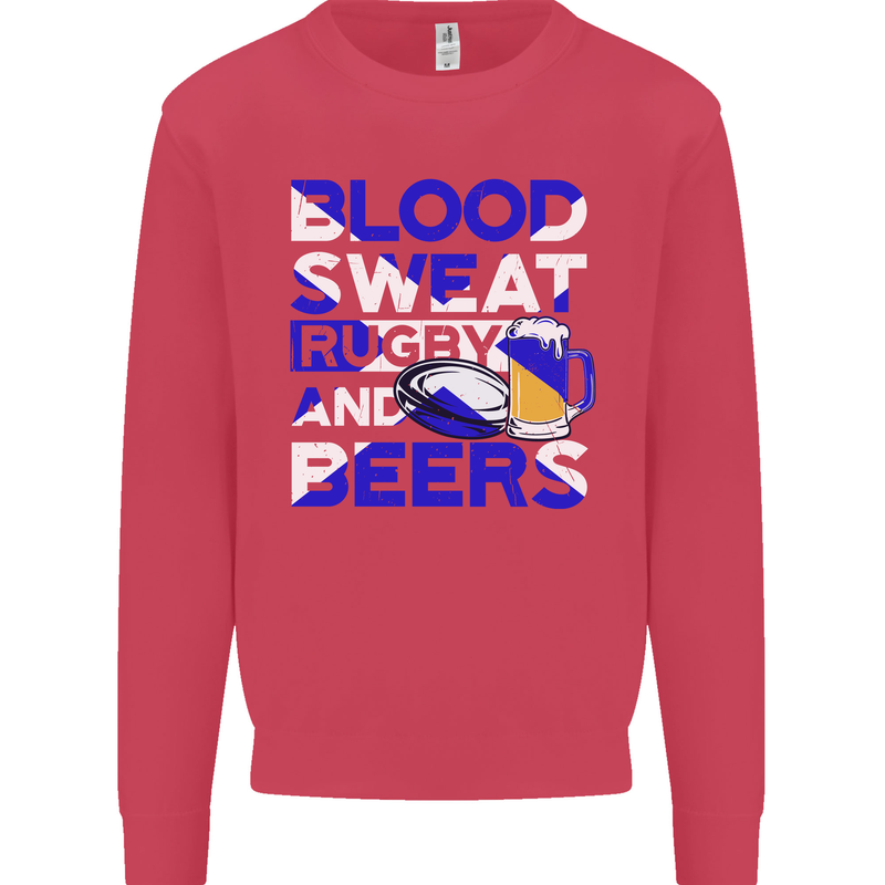 Blood Sweat Rugby and Beers Scotland Funny Mens Sweatshirt Jumper Heliconia