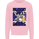 Blood Sweat Rugby and Beers Scotland Funny Mens Sweatshirt Jumper Light Pink