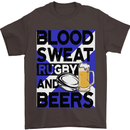 Blood Sweat Rugby and Beers Scotland Funny Mens T-Shirt Cotton Gildan Dark Chocolate