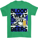 Blood Sweat Rugby and Beers Scotland Funny Mens T-Shirt Cotton Gildan Irish Green
