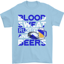 Blood Sweat Rugby and Beers Scotland Funny Mens T-Shirt Cotton Gildan Light Blue