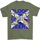 Blood Sweat Rugby and Beers Scotland Funny Mens T-Shirt Cotton Gildan Military Green