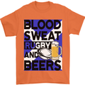 Blood Sweat Rugby and Beers Scotland Funny Mens T-Shirt Cotton Gildan Orange
