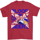 Blood Sweat Rugby and Beers Scotland Funny Mens T-Shirt Cotton Gildan Red