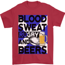 Blood Sweat Rugby and Beers Scotland Funny Mens T-Shirt Cotton Gildan Red