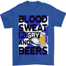 Blood Sweat Rugby and Beers Scotland Funny Mens T-Shirt Cotton Gildan Royal Blue