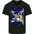 Blood Sweat Rugby and Beers Scotland Funny Mens V-Neck Cotton T-Shirt Black