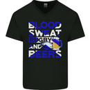 Blood Sweat Rugby and Beers Scotland Funny Mens V-Neck Cotton T-Shirt Black