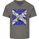 Blood Sweat Rugby and Beers Scotland Funny Mens V-Neck Cotton T-Shirt Charcoal