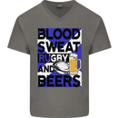 Blood Sweat Rugby and Beers Scotland Funny Mens V-Neck Cotton T-Shirt Charcoal