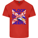 Blood Sweat Rugby and Beers Scotland Funny Mens V-Neck Cotton T-Shirt Red
