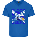Blood Sweat Rugby and Beers Scotland Funny Mens V-Neck Cotton T-Shirt Royal Blue