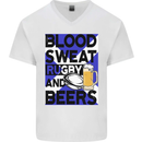 Blood Sweat Rugby and Beers Scotland Funny Mens V-Neck Cotton T-Shirt White