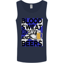 Blood Sweat Rugby and Beers Scotland Funny Mens Vest Tank Top Navy Blue