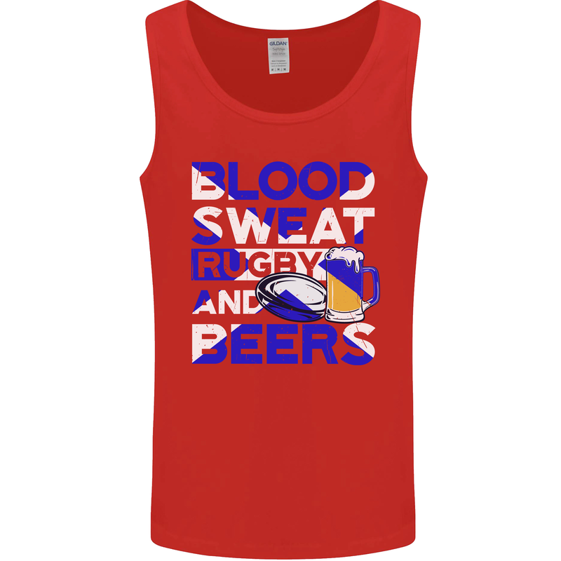 Blood Sweat Rugby and Beers Scotland Funny Mens Vest Tank Top Red